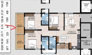 Floor Plan in 3 BHK Apartment at Bachupally – for Sale