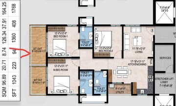 Floor Plan in 3 BHK Apartment at Bachupally – for Sale