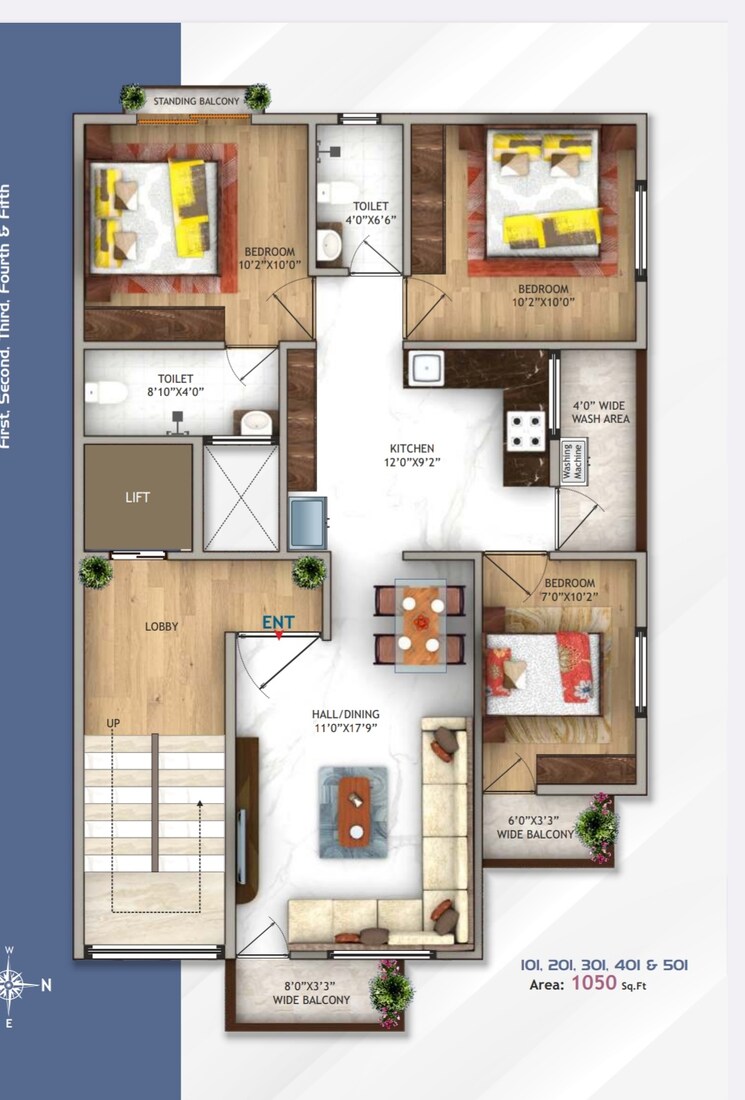 Floor Plan, nagpur airport 2.5 Bedroom 1050 Sq.Ft. Apartment In Nagpur Airport Nagpur 8415439