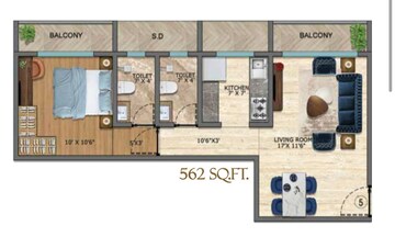 Floor Plan in 1 BHK Apartment at Naupada – for Sale