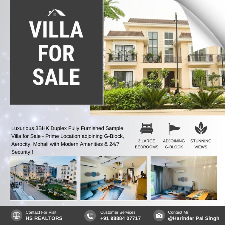 Cover Image, aerocity 3 Bedroom 2000 Sq.Ft. Villa In Aerocity Mohali 8417480