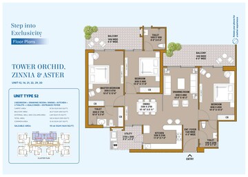 Floor Plan in 3 BHK Apartment at SKA Estate, Eta Ii Greater Noida – for Sale