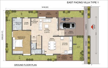 Floor Plan in 3 BHK Villa at Aurobindo Sansa County, Peeranchuruvu – for Sale