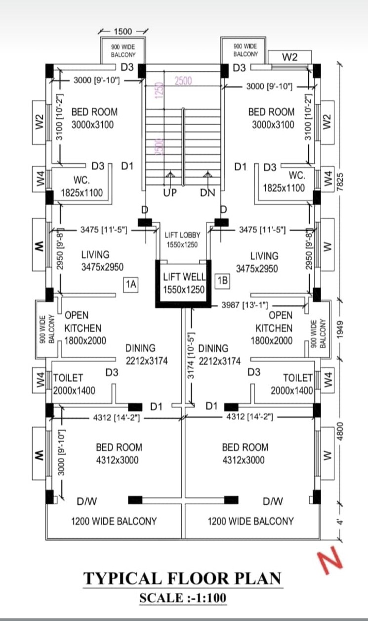 Floor Plan, new town 2 Bedroom 990 Sq.Ft. Apartment In New Town Kolkata 8418723