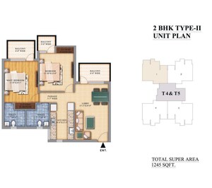 Floor Plan in 2 BHK Apartment at Pareena Micasa, Sector 68 – for Sale