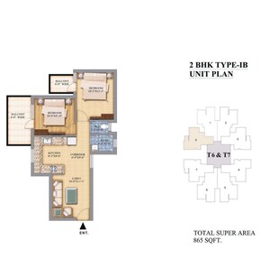 Floor Plan in 2 BHK Apartment at Pareena Micasa, Sector 68 – for Sale