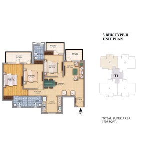 Floor Plan in 2 BHK Apartment at Pareena Micasa, Sector 68 – for Sale