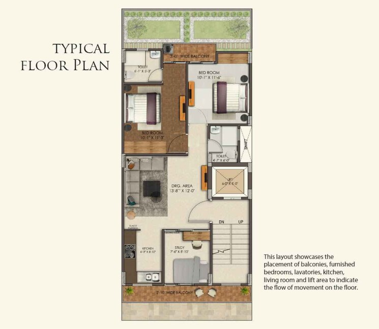 Floor Plan, jms-the-nation 2.5 Bedroom 1160 Sq.Ft. Apartment In Sector 95 Gurgaon 8421343