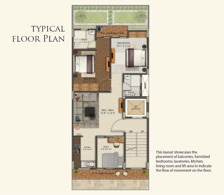 Floor Plan, jms-the-nation 2.5 Bedroom 1160 Sq.Ft. Apartment In Sector 95 Gurgaon 8421343