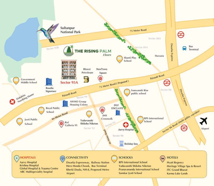 Map Location, jms-the-nation 2.5 Bedroom 1160 Sq.Ft. Apartment In Sector 95 Gurgaon 8421343