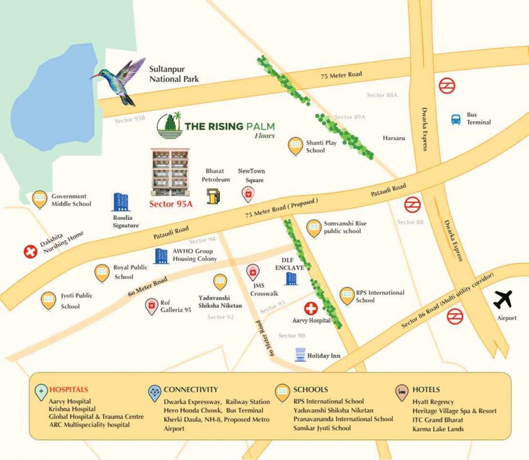 Map Location, jms-the-nation 2.5 Bedroom 1160 Sq.Ft. Apartment In Sector 95 Gurgaon 8421343