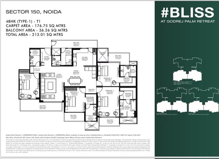 Floor Plan, godrej-bliss 4 Bedroom 3198 Sq.Ft. Apartment In Sector 150 Noida 8422025