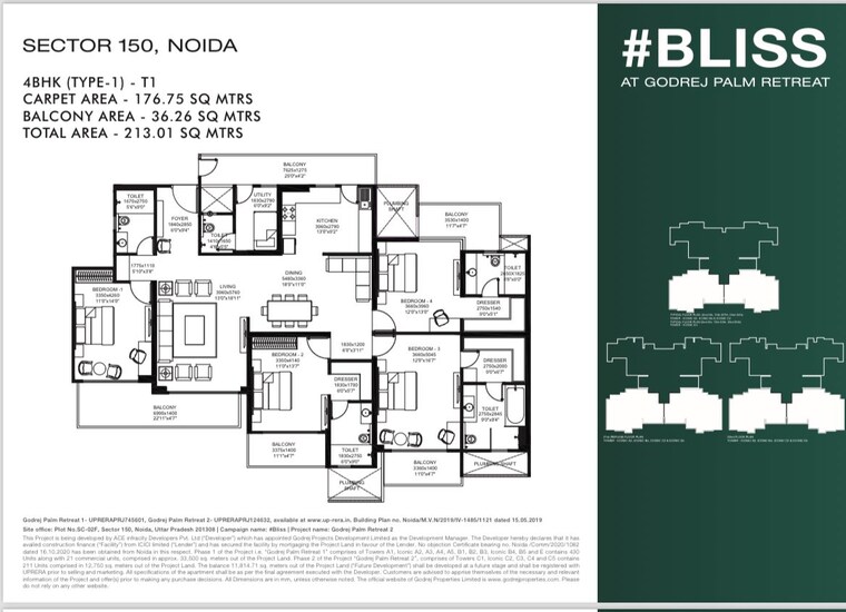 Floor Plan, godrej-bliss 4 Bedroom 3198 Sq.Ft. Apartment In Sector 150 Noida 8422025