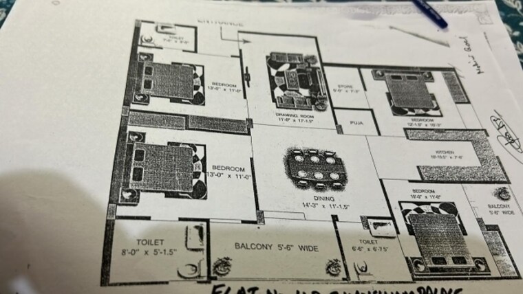 Floor Plan, ghanshyam-palace-indira-nagar 4 Bedroom 1800 Sq.Ft. Apartment In Indira Nagar Lucknow 8423140