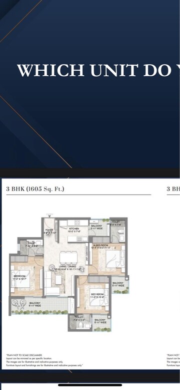 Floor Plan in 3 BHK Apartment at M3M Crown, Sector 111 – for Sale