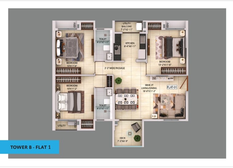 Floor Plan, srijan-optima 2 Bedroom 998 Sq.Ft. Apartment In Rajarhat New Town Kolkata 8426669