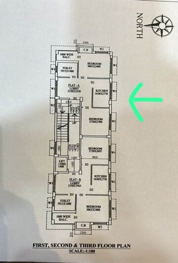 Floor Plan in 2 BHK Apartment at Behala – for Sale