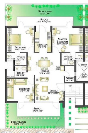 Floor Plan in 4 BHK Builder Floor at Rps Palms, Sector 88 – for Sale