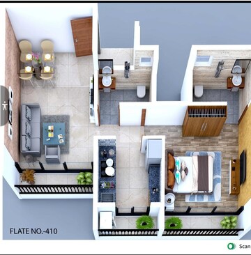 Floor Plan in 1 BHK Apartment at Taloja Phase 1 – for Sale