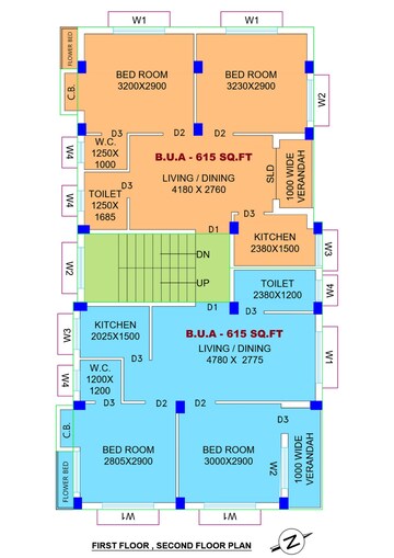Floor Plan in 2 BHK Apartment at Behala Chowrasta – for Sale