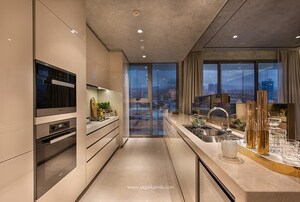 Kitchen in 4 BHK Apartment at Rustomjee Crown, Prabhadevi – for Sale