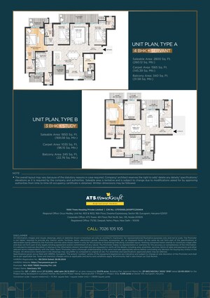 Master Bedroom in 4 BHK Apartment at ATS Homekraft Sanctuary, Sector 105 – for Sale