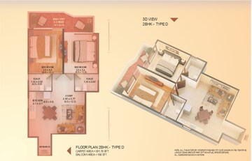 Floor Plan in 2 BHK Apartment at Pyramid Elite, Sector 86 – for Sale
