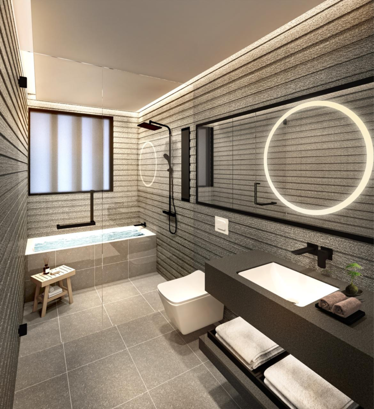 Bathroom, krisumi-waterfall-residences 3.5 Bedroom 2260 Sq.Ft. Apartment In Sihi Gurgaon 8436326