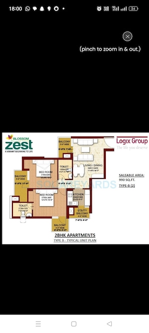 2 BHK Apartment For Sale in Logix Blossom Zest, Sector 143