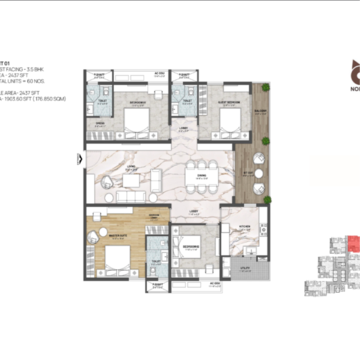 Floor Plan in 3 BHK Apartment at Kokapet – for Sale
