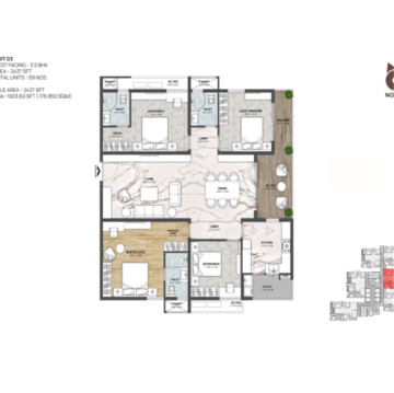 Floor Plan in 3 BHK Apartment at Kokapet – for Sale