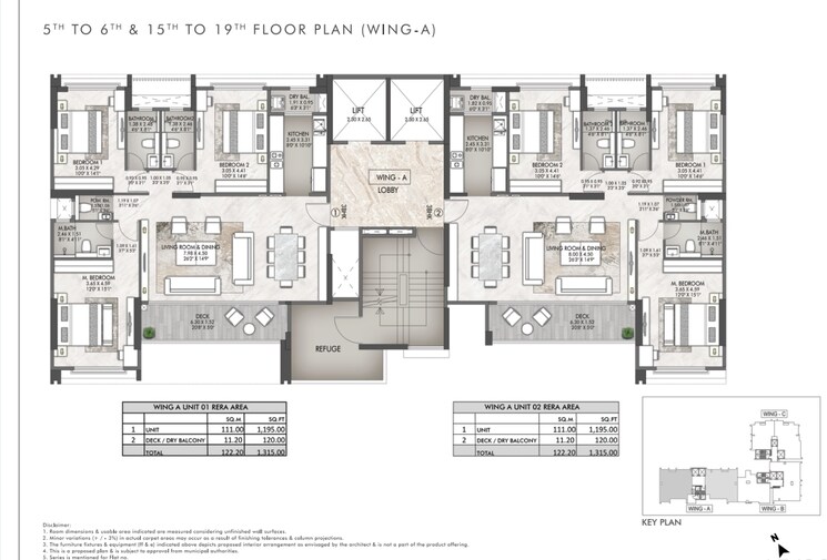 Floor Plan, rustomjee-prive 3 Bedroom 1318 Sq.Ft. Apartment In Bandra East Mumbai 8438236