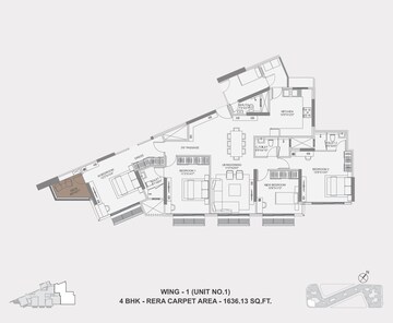 Floor Plan in 4 BHK Apartment at Adani Ten BKC, Bandra East – for Sale