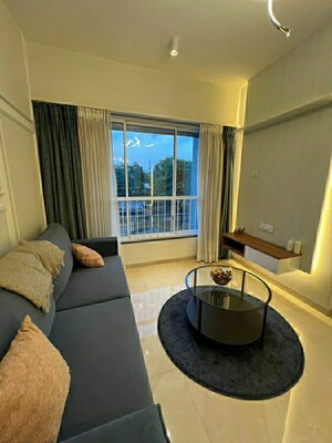 Living Room in 1 BHK Apartment at Ruparel Celestia, Mulund East – for Sale