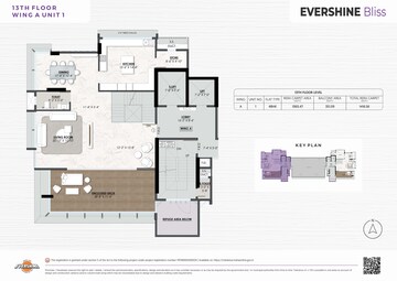 Floor Plan in 2 BHK Apartment at Evershine Bliss, Bandra West – for Sale