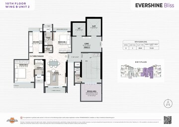 Floor Plan in 2 BHK Apartment at Evershine Bliss, Bandra West – for Sale