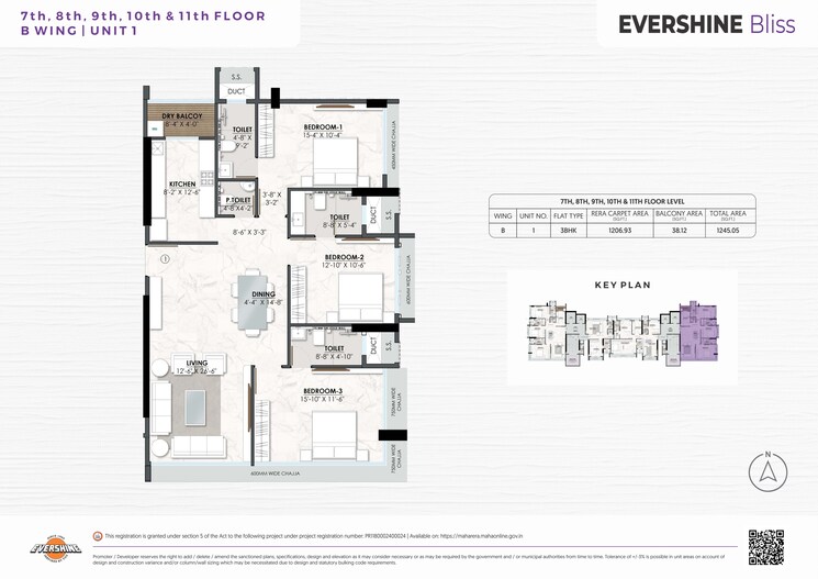 Floor Plan, evershine-bliss 2 Bedroom 750 Sq.Ft. Apartment In Bandra West Mumbai 8441997