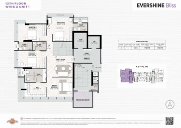 Floor Plan in 2 BHK Apartment at Evershine Bliss, Bandra West – for Sale