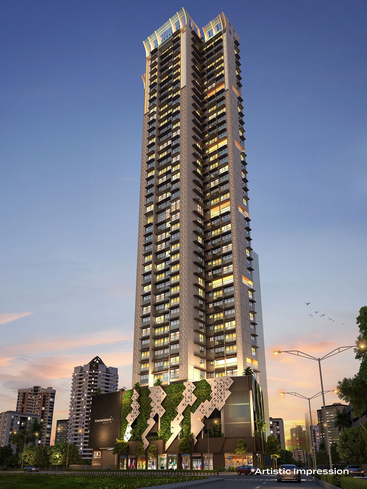 2 BHK + Pooja Room,Study Room,Extra Room 584 Sq.Ft. Apartment in Chandak Cornerstone