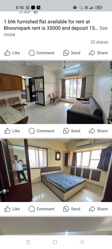 Master Bedroom in 2 BHK Apartment at Raj Tower Kandivali West, Kandivali West – for Rent