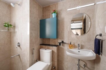 Bathroom in 3 BHK Apartment at Mantri Webcity, Hennur – for Rent