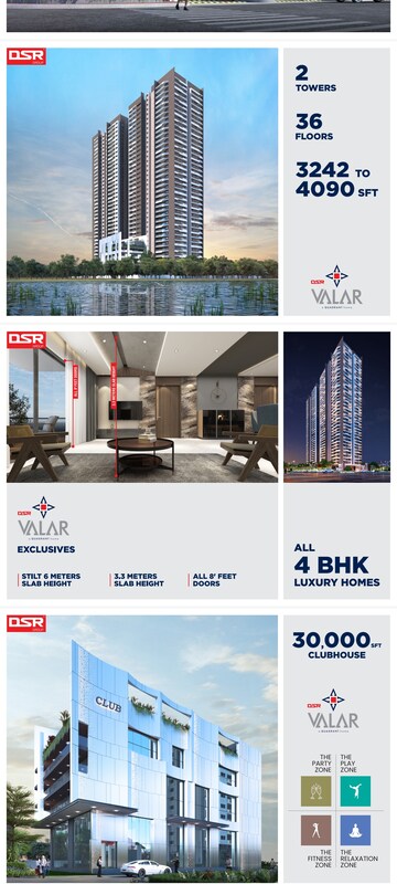 Master Bedroom in 4 BHK Apartment at DSR Valar, Kokapet – for Sale