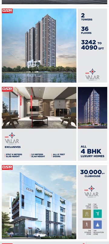 Master Bedroom in 4 BHK Apartment at DSR Valar, Kokapet – for Sale