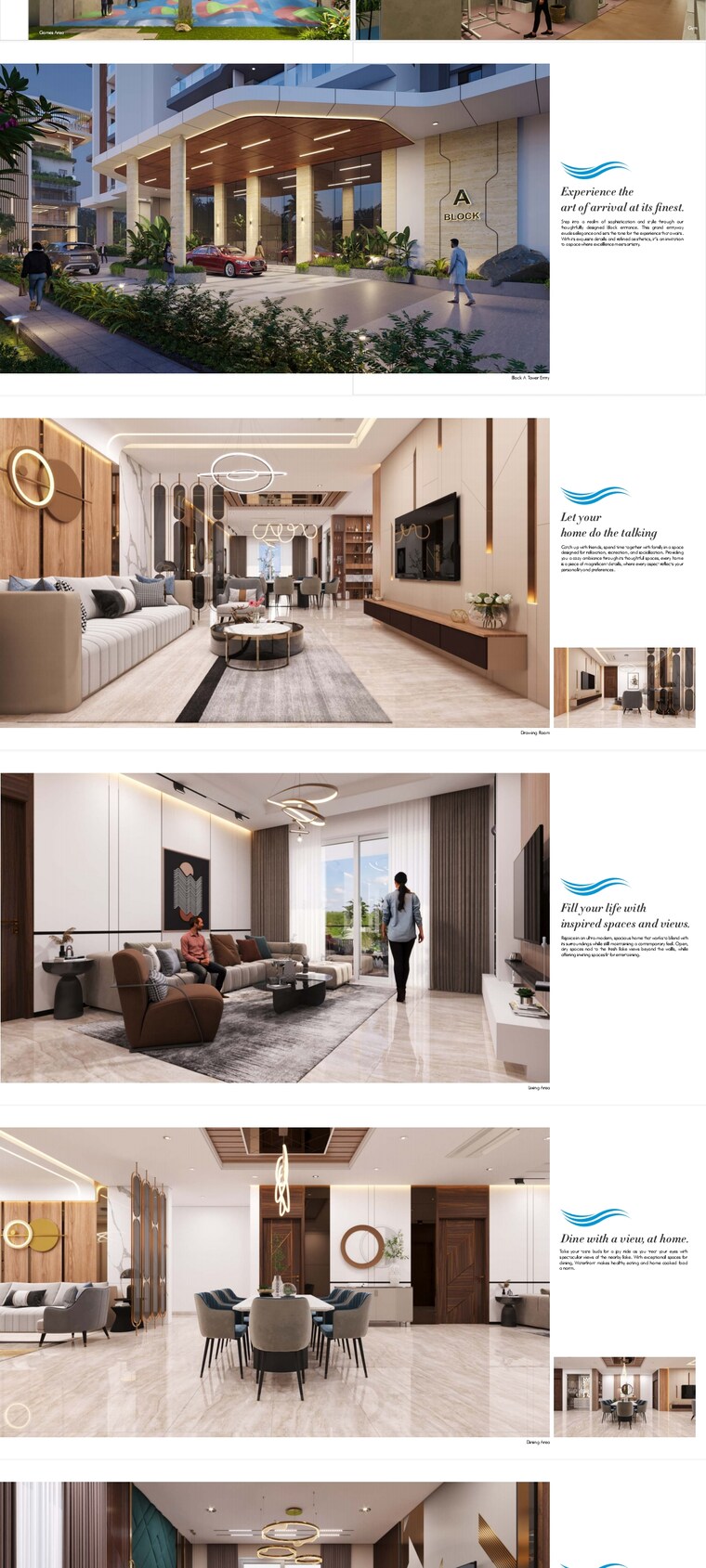 Living Room, sri-sreenivasa-fortune-water-front 3 Bedroom 2880 Sq.Ft. Apartment In Kukatpally Hyderabad 8449265