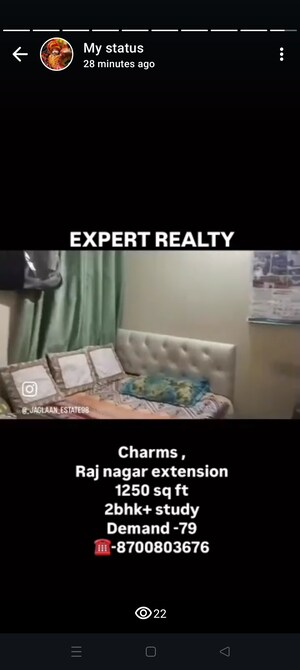 Bedroom in 2.5 BHK Apartment at Charms Castle, Raj Nagar Extension – for Sale