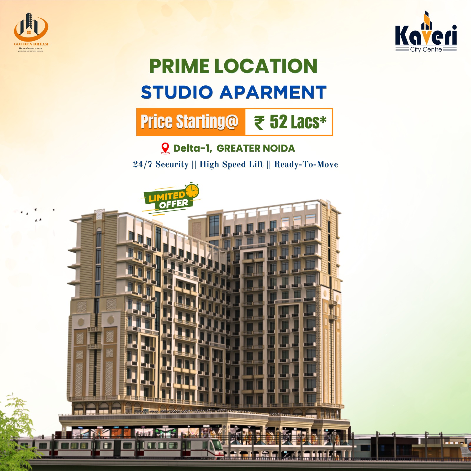 Studio+ Extra Room Apartment For Sale in Kaveri City Center