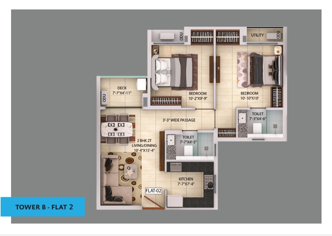 3 BHK + Pooja Room 1087 Sq.Ft. Apartment in Srijan Optima