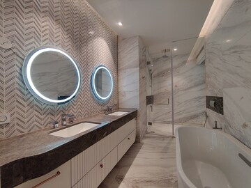 Bathroom in 3 BHK Apartment at Bhartiya Leela Residences, Thanisandra Main Road – for Rent