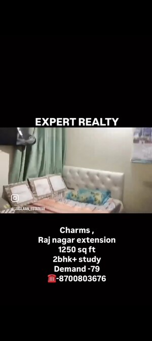Bedroom in 2.5 BHK Apartment at Charms Castle, Raj Nagar Extension – for Sale