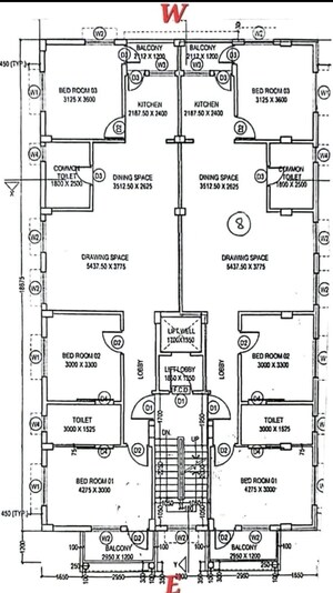 Floor Plan in 3 BHK Apartment at New Town Action Area 1 – for Sale